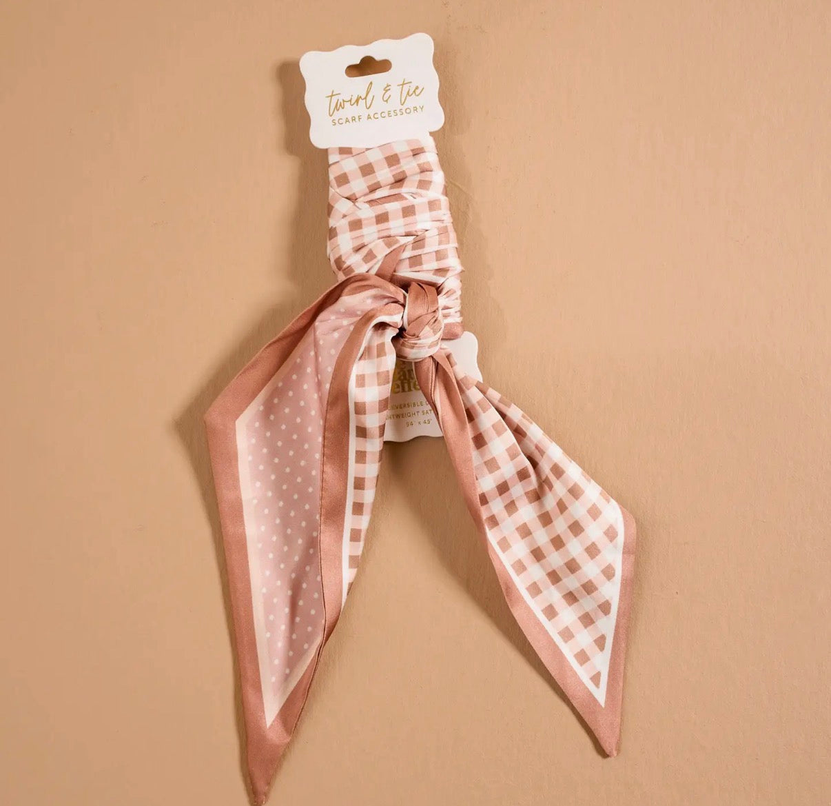 Tan Twirl & Tie Silk Scarf Accessory