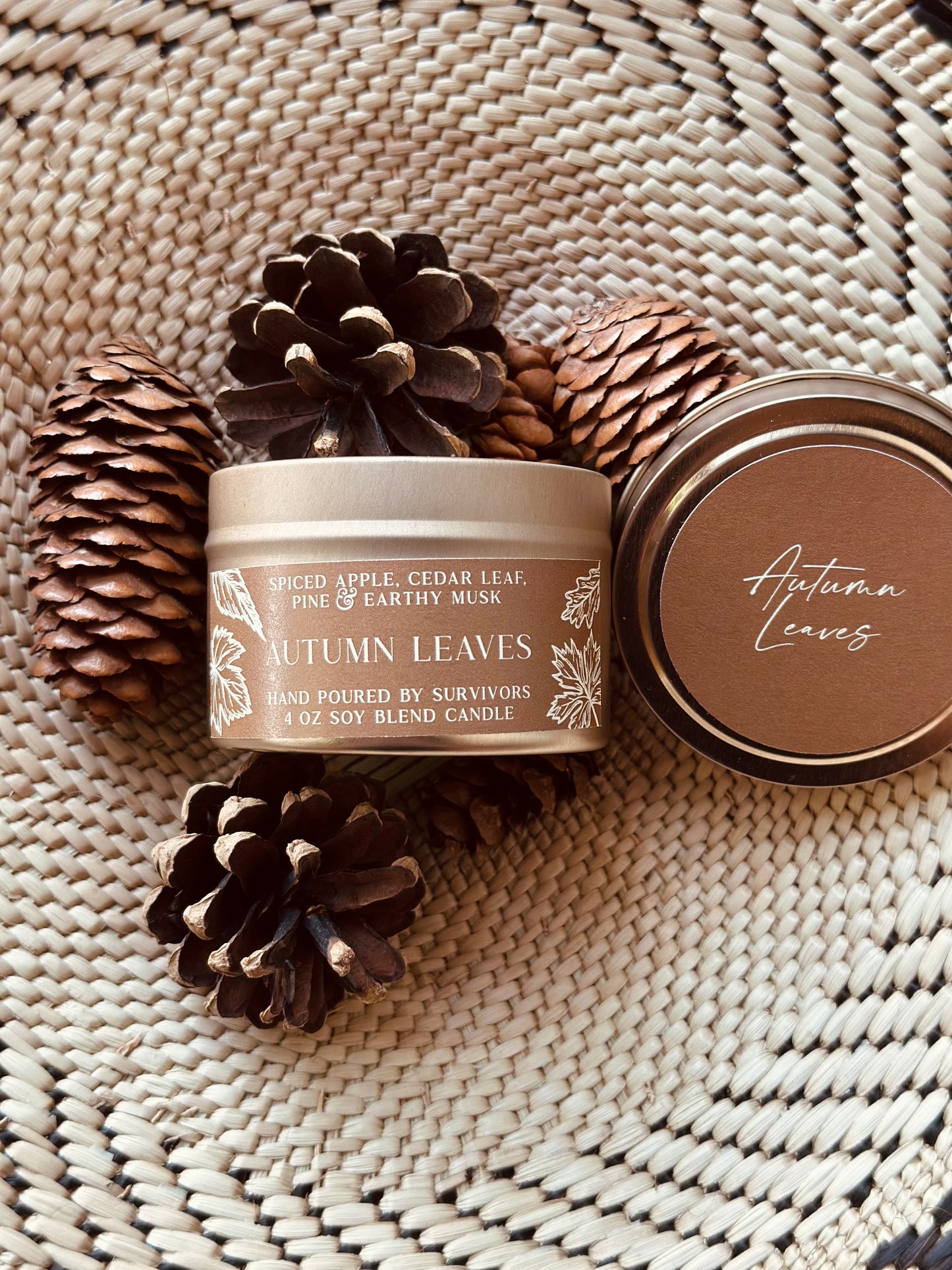 Autumn Leaves Tin Candle