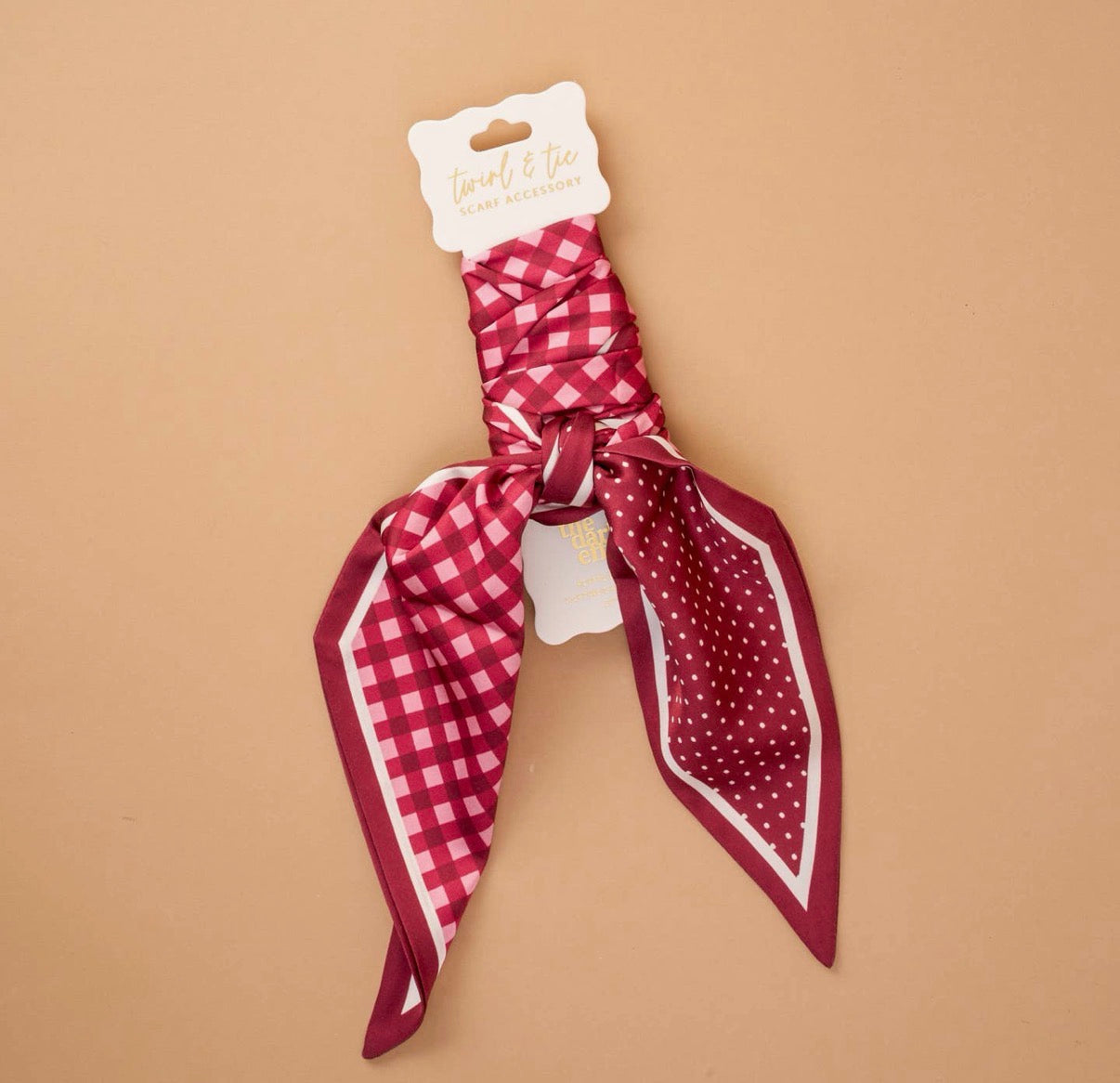 Burgundy Twirl & Tie Silk Scarf Accessory