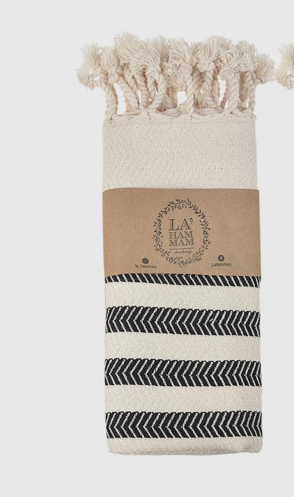 B&W Fringe Hand Towel