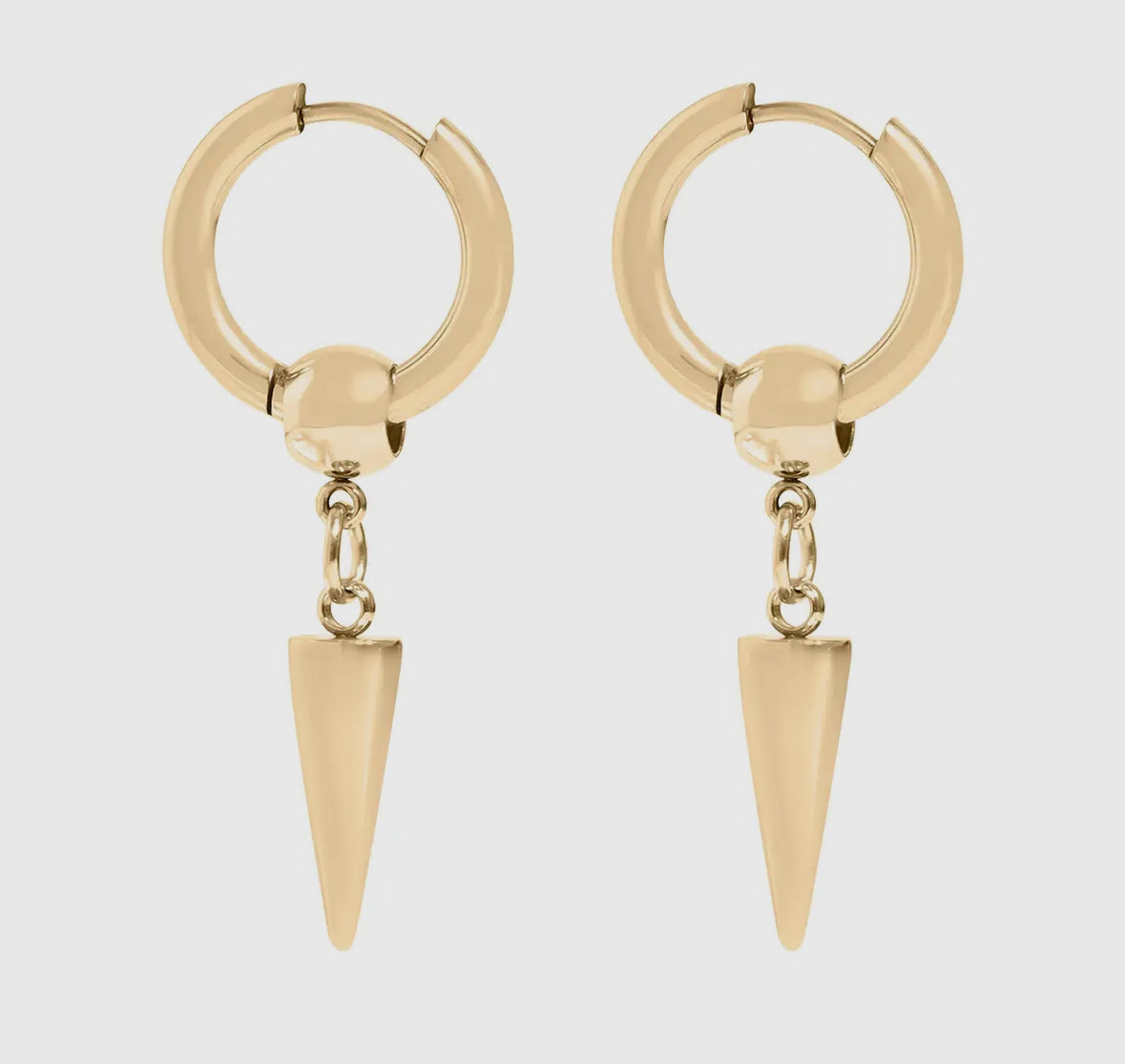 Gold Spike Pendant Hoop Earrings