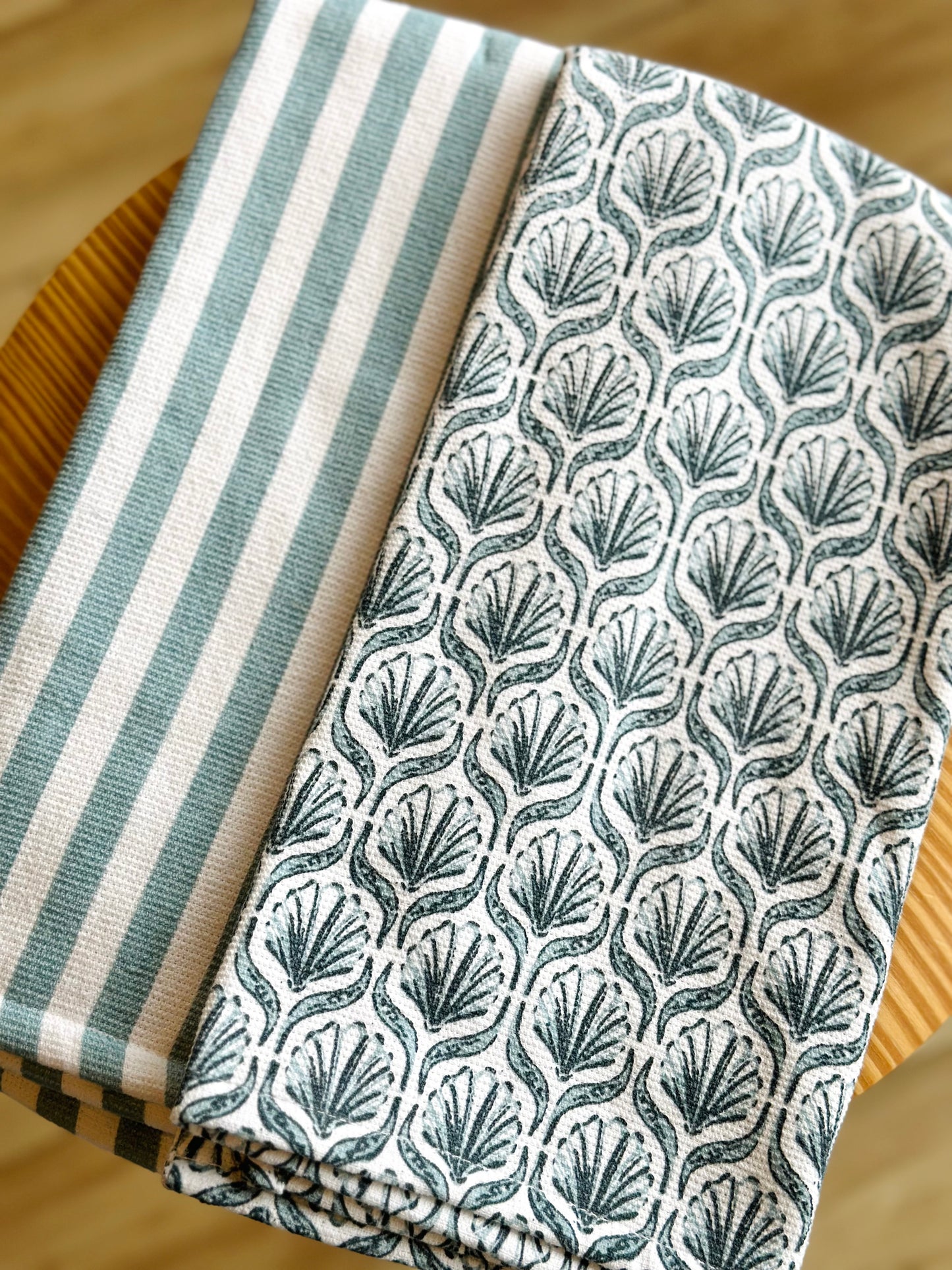 Blue + White Patterned Hand Towels