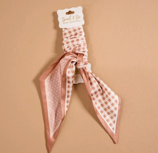 Tan Twirl & Tie Silk Scarf Accessory