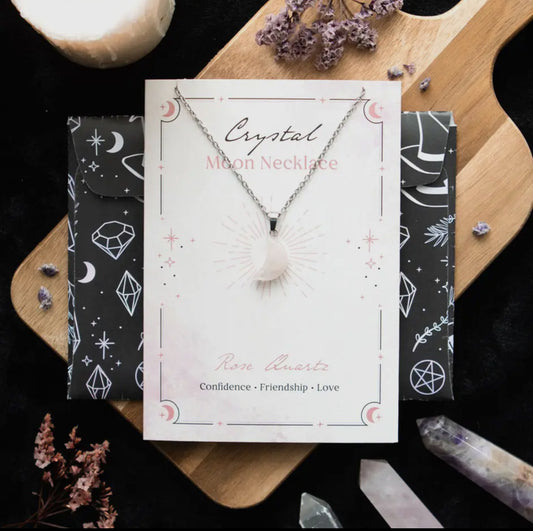 Rose Quartz Moon Necklace