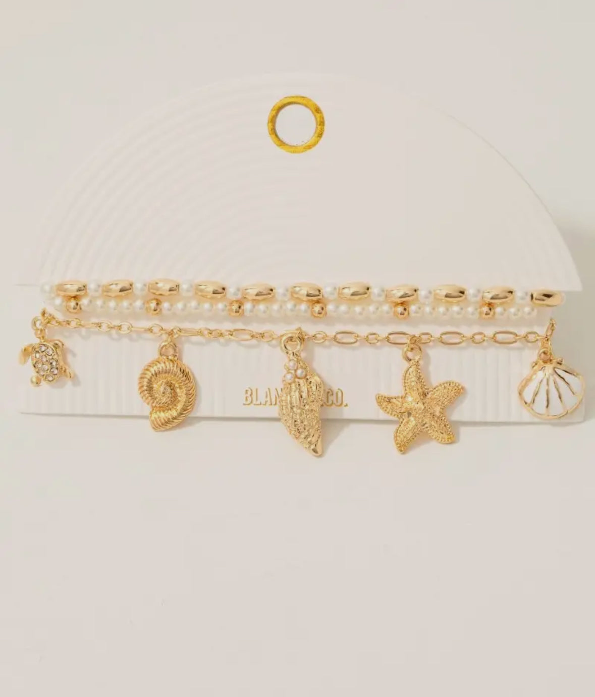 Mixed Seashell Charms Beaded Bracelet Set