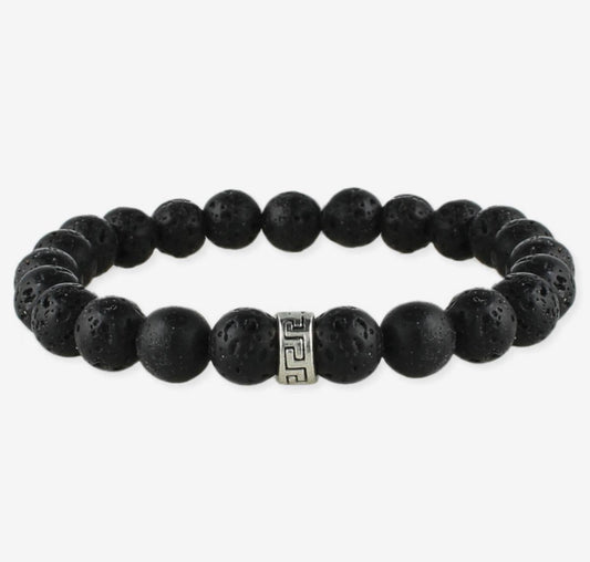 Unisex Black Lava Stretch Bracelet