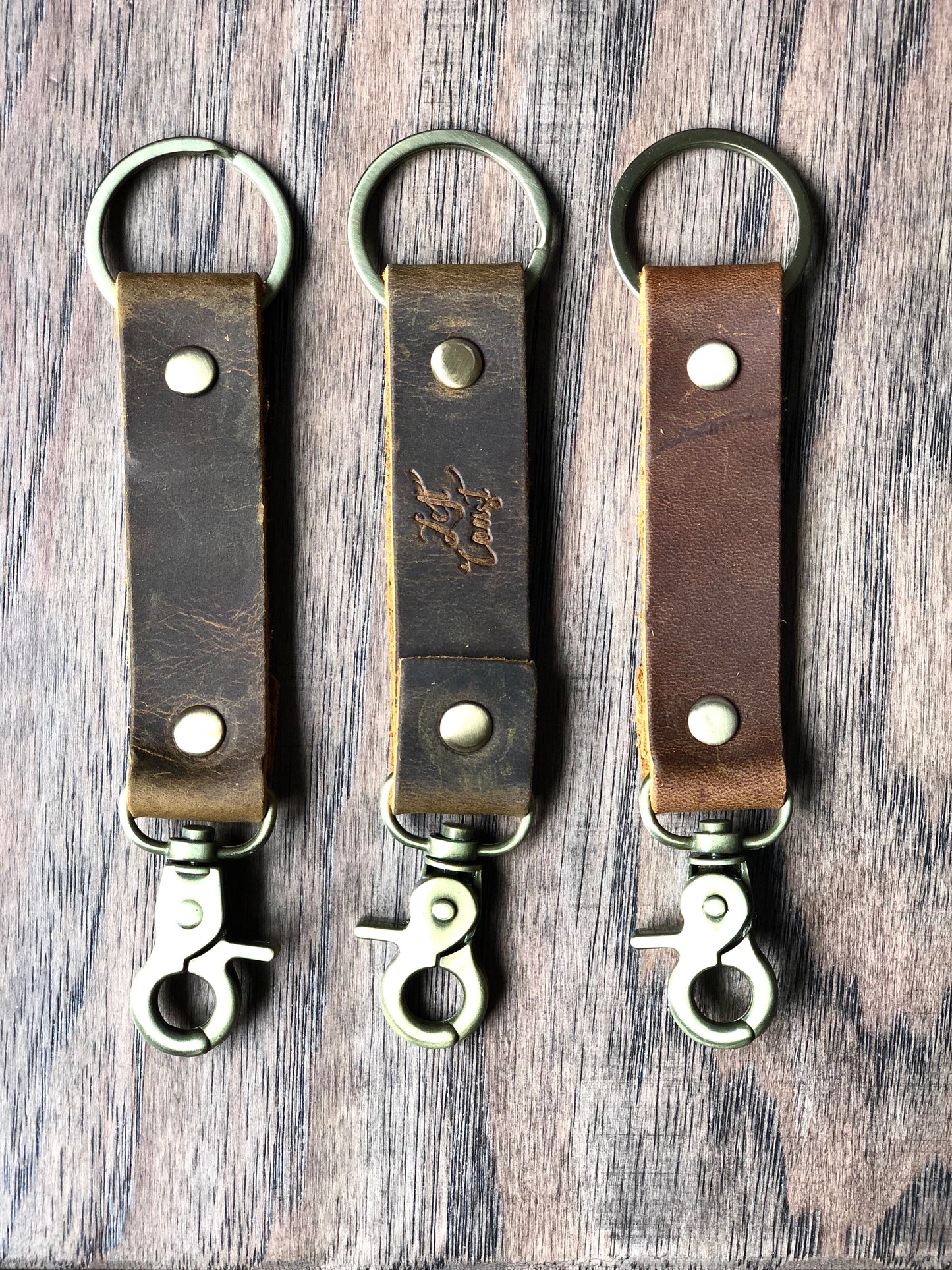 Weathered Leather Keychain