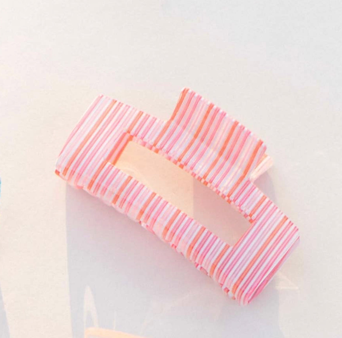 Pink Striped Claw Hair Clip